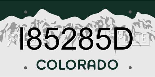 I85285D Colorado License Plate