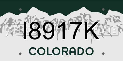 I8917K Colorado License Plate