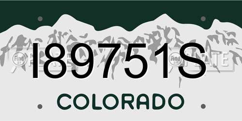 I89751S Colorado License Plate