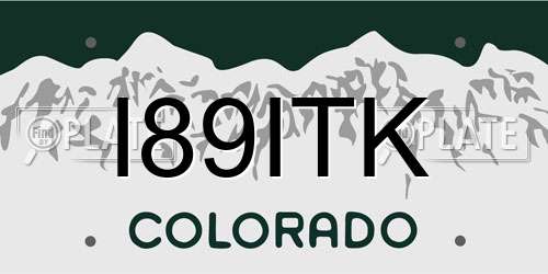 I89ITK Colorado License Plate
