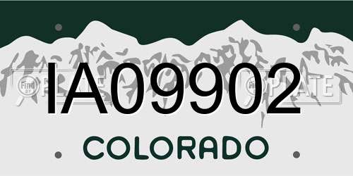 IA09902 Colorado License Plate