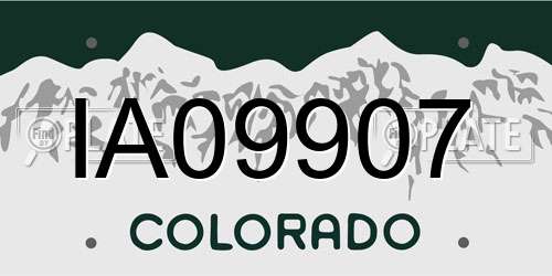 IA09907 Colorado License Plate