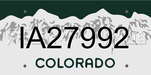 IA27992 Colorado License Plate
