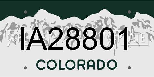 IA28801 Colorado License Plate