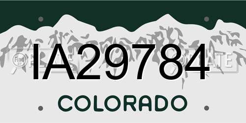 IA29784 Colorado License Plate