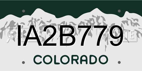 IA2B779 Colorado License Plate
