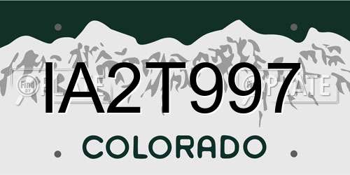 IA2T997 Colorado License Plate