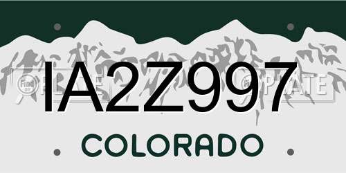 IA2Z997 Colorado License Plate