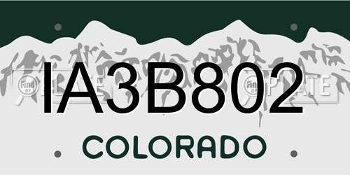 IA3B802 Colorado License Plate