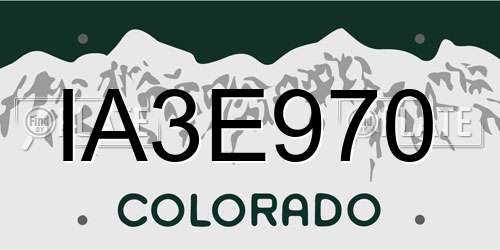 IA3E970 Colorado License Plate