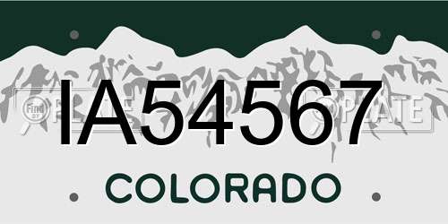 IA54567 Colorado License Plate