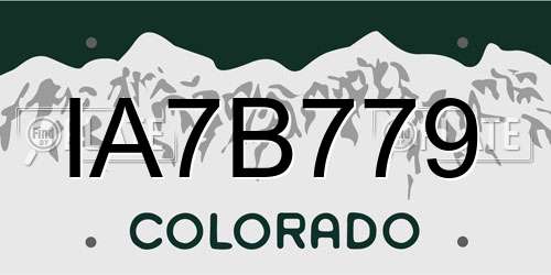 IA7B779 Colorado License Plate