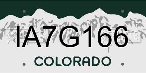IA7G166 Colorado License Plate