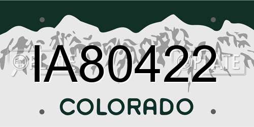IA80422 Colorado License Plate