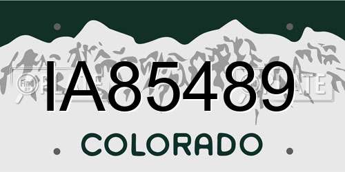IA85489 Colorado License Plate