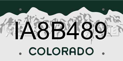 IA8B489 Colorado License Plate