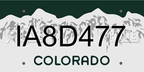 IA8D477 Colorado License Plate
