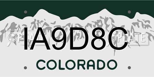 IA9D8C Colorado License Plate