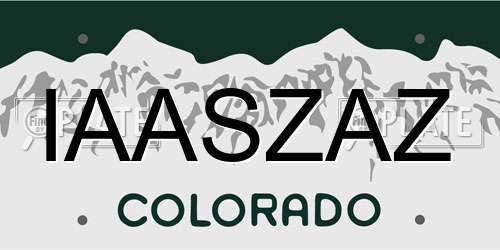 IAASZAZ Colorado License Plate
