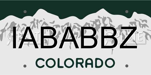 IABABBZ Colorado License Plate