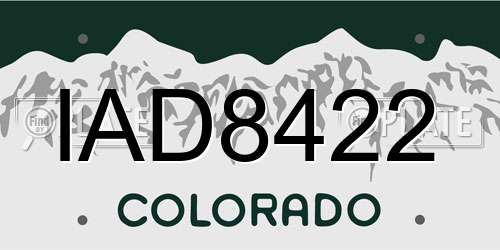IAD8422 Colorado License Plate