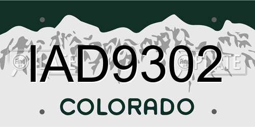 IAD9302 Colorado License Plate