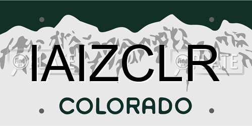 IAIZCLR Colorado License Plate