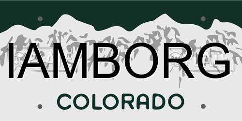 IAMBORG Colorado License Plate