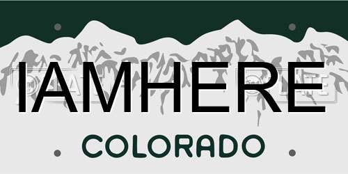 IAMHERE Colorado License Plate