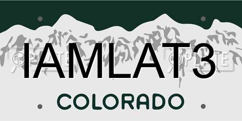 IAMLAT3 Colorado License Plate