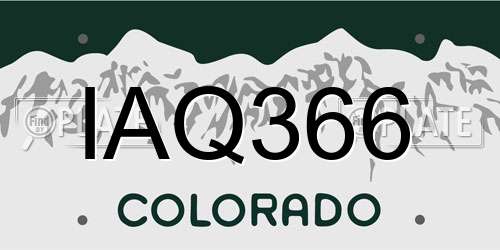 IAQ366 Colorado License Plate