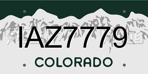 IAZ7779 Colorado License Plate