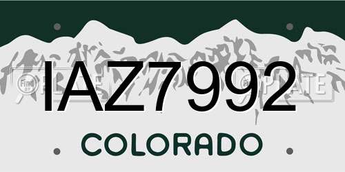 IAZ7992 Colorado License Plate