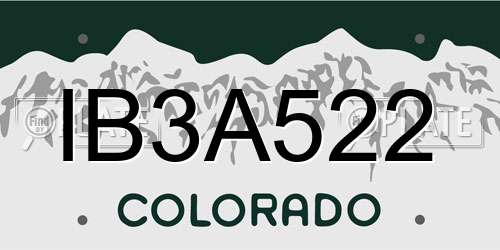 IB3A522 Colorado License Plate