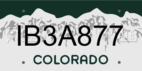 IB3A877 Colorado License Plate