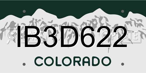 IB3D622 Colorado License Plate