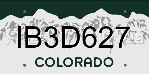 IB3D627 Colorado License Plate