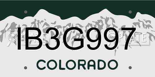 IB3G997 Colorado License Plate