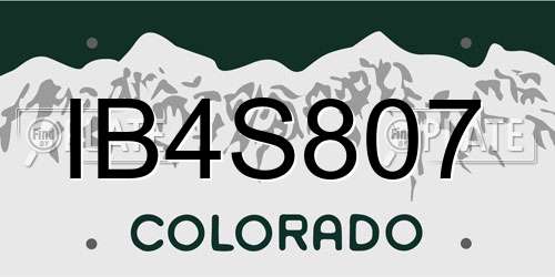 IB4S807 Colorado License Plate