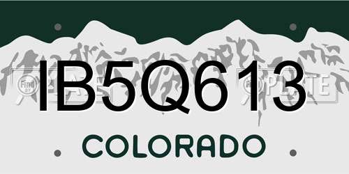 IB5Q613 Colorado License Plate
