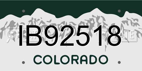 IB92518 Colorado License Plate