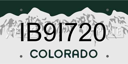 IB9I720 Colorado License Plate