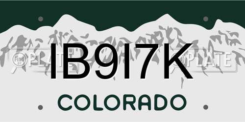 IB9I7K Colorado License Plate