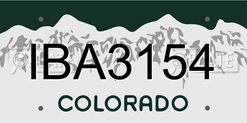 IBA3154 Colorado License Plate