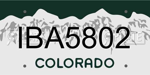 IBA5802 Colorado License Plate