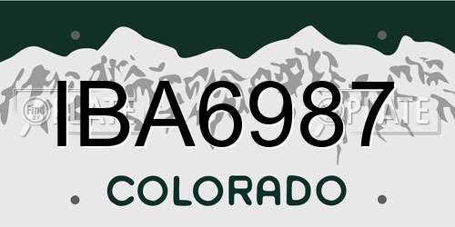 IBA6987 Colorado License Plate