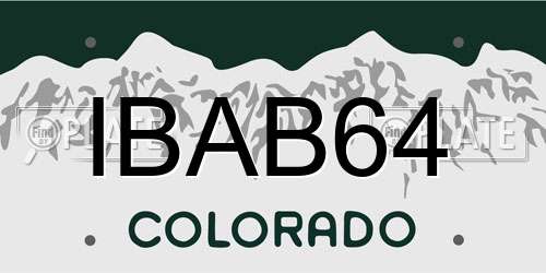 IBAB64 Colorado License Plate