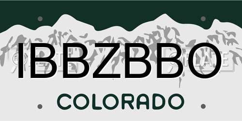 IBBZBBO Colorado License Plate