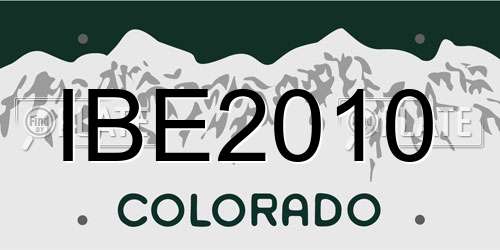 IBE2010 Colorado License Plate