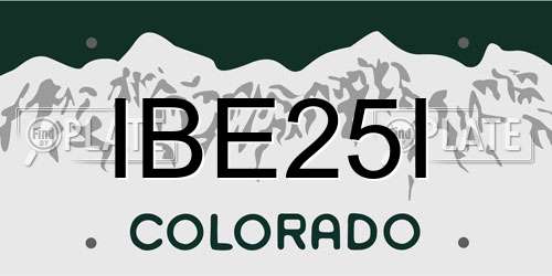 IBE25I Colorado License Plate